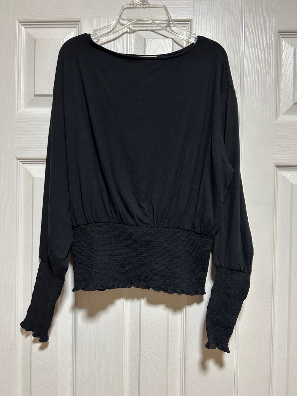 💗NWT Madewell Cinched Long-Sleeve Top Long Sleeve Jet Black Women's Size XS - Picture 2 of 8